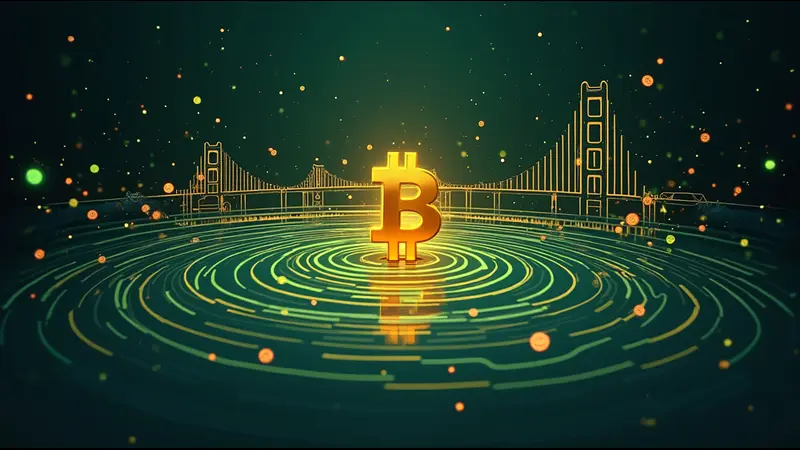 Digital illustration showing the ripple effect of Bitcoin for Business in 2025.
