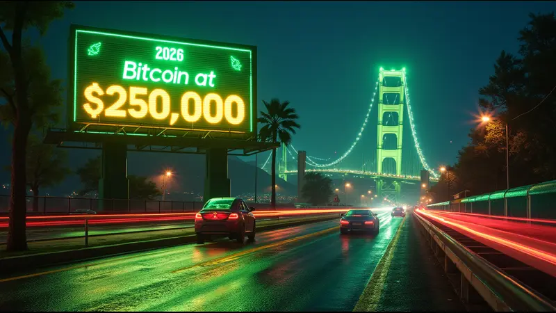 Futuristic San Francisco with a Bitcoin symbol, showing the future of Bitcoin for Business.